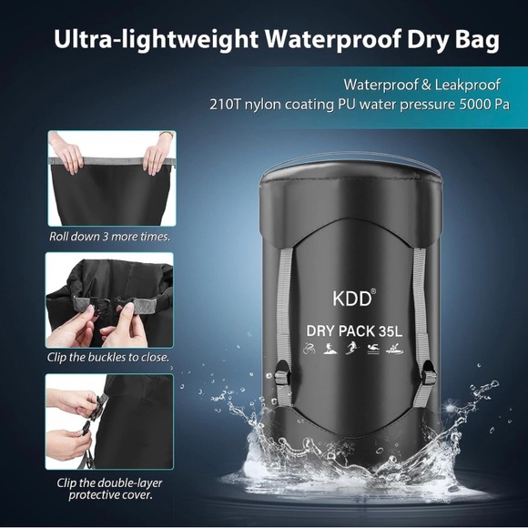 NWOT KDD Dry Bag Waterproof 35L Ultra Lightweight Waterproof Backpack W/O Strap - Picture 3 of 4